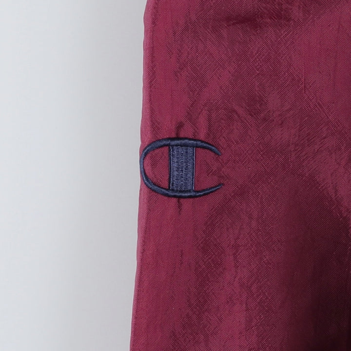 90'S Champion V-neck nylon pullover, men's size XL, vintage Nylon wine-red Vintage Second Hand