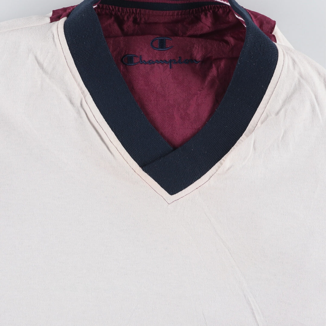 90'S Champion V-neck nylon pullover, men's size XL, vintage Nylon wine-red Vintage Second Hand
