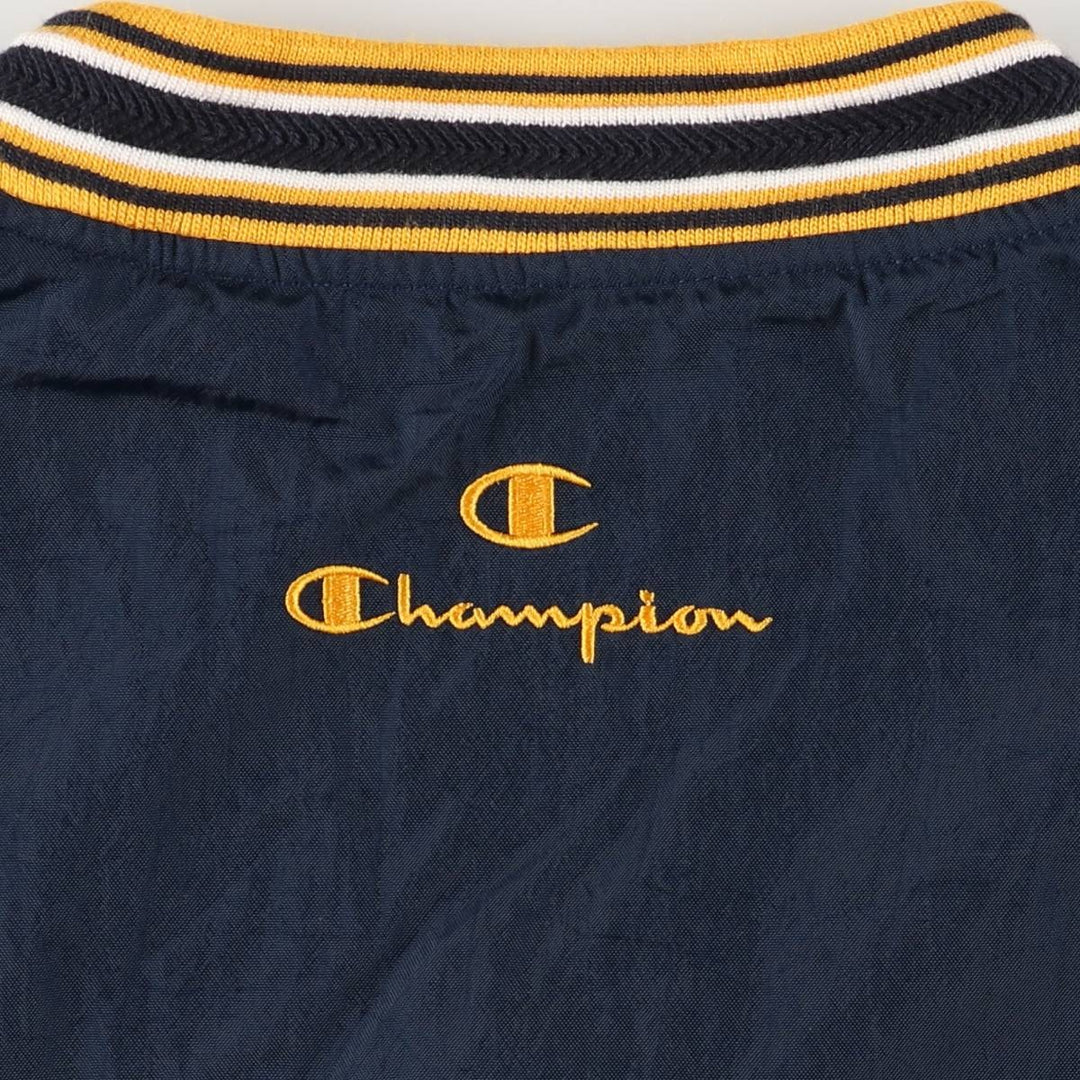 90'S Champion V-neck warm-up pullover, men's size L, vintage polyester navy blue type Vintage Second Hand