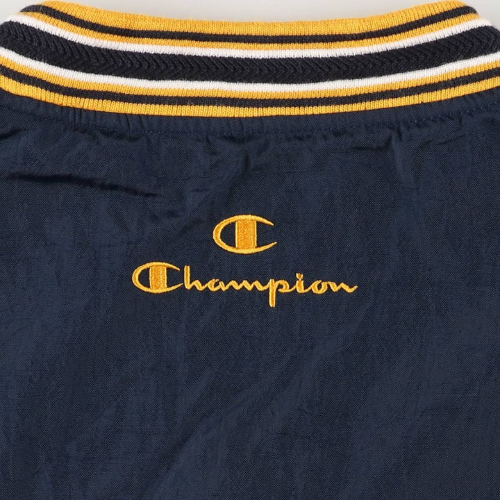 90'S Champion V-neck warm-up pullover, men's size L, vintage polyester navy blue type Vintage Second Hand