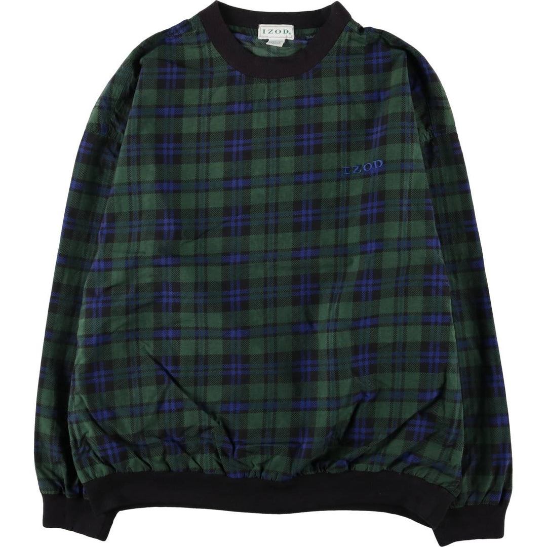IZOD Check Pattern V-Neck Nylon Pullover, Men's Size L Nylon green type Vintage Second Hand