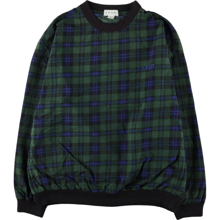 IZOD Check Pattern V-Neck Nylon Pullover, Men's Size L Nylon green type Vintage Second Hand