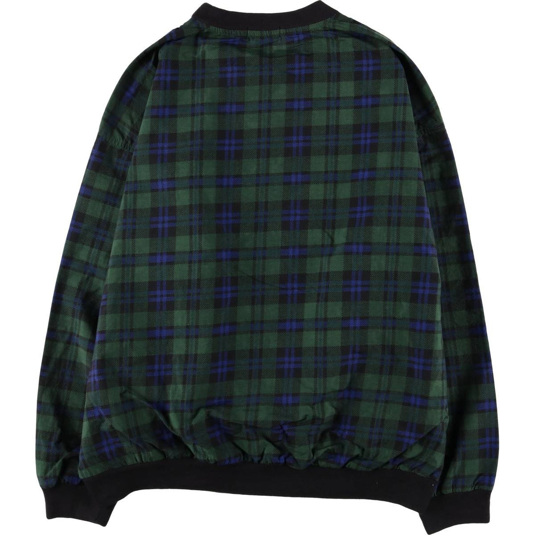 IZOD Check Pattern V-Neck Nylon Pullover, Men's Size L Nylon green type Vintage Second Hand