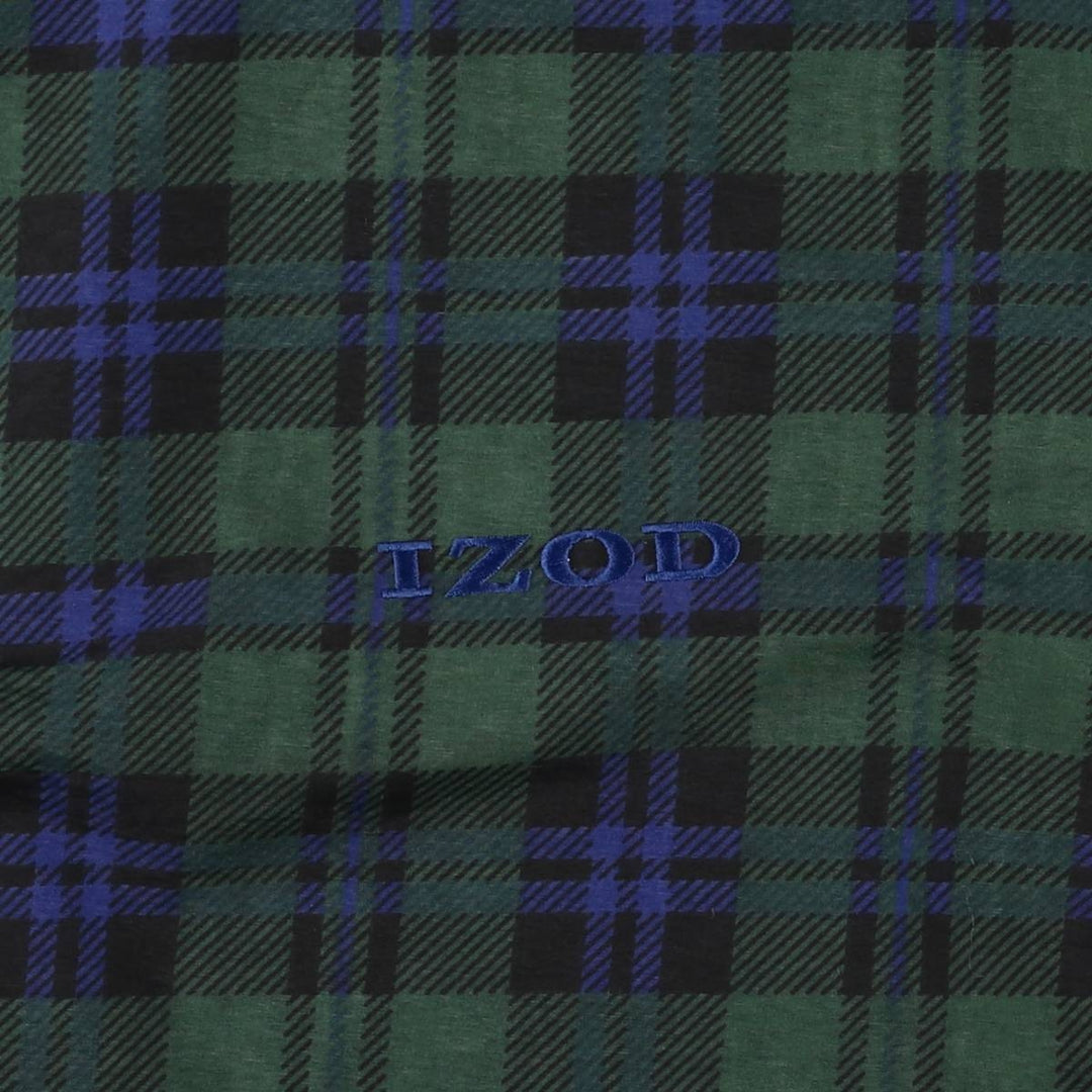 IZOD Check Pattern V-Neck Nylon Pullover, Men's Size L Nylon green type Vintage Second Hand