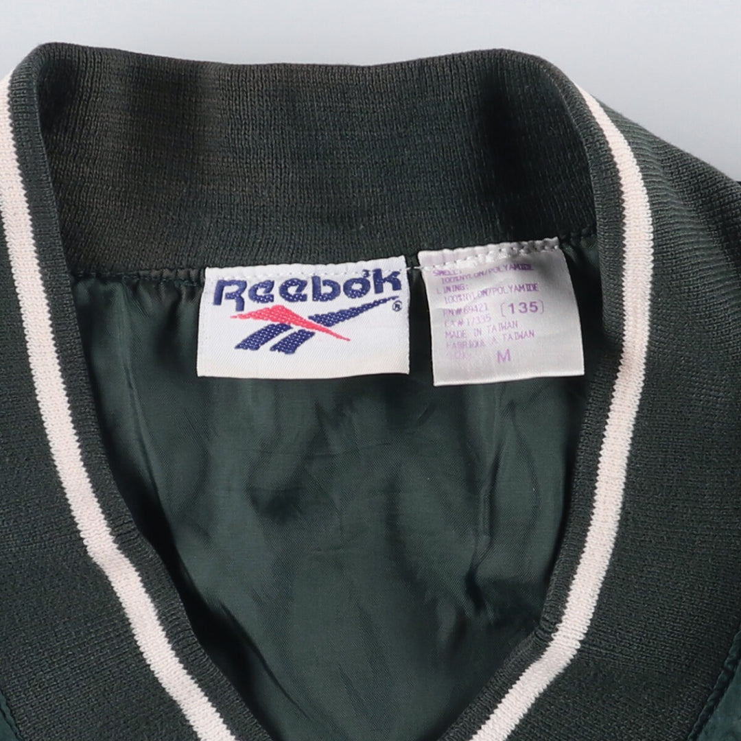 90'S Reebok V-neck nylon pullover, men's size M, vintage Nylon Green type dark green Vintage Second Hand
