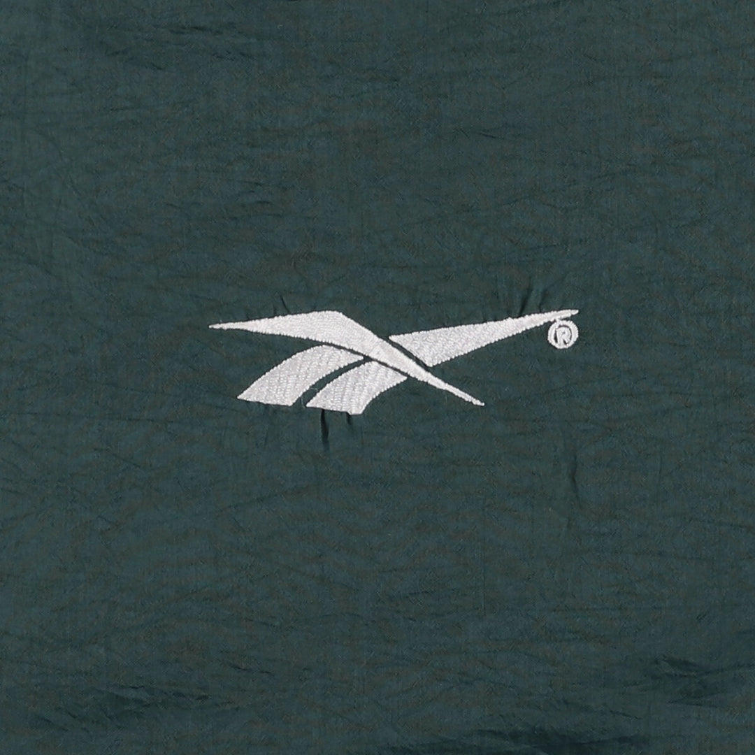 90'S Reebok V-neck nylon pullover, men's size M, vintage Nylon Green type dark green Vintage Second Hand