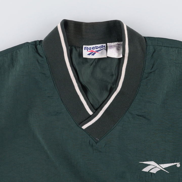 90'S Reebok V-neck nylon pullover, men's size M, vintage Nylon Green type dark green Vintage Second Hand