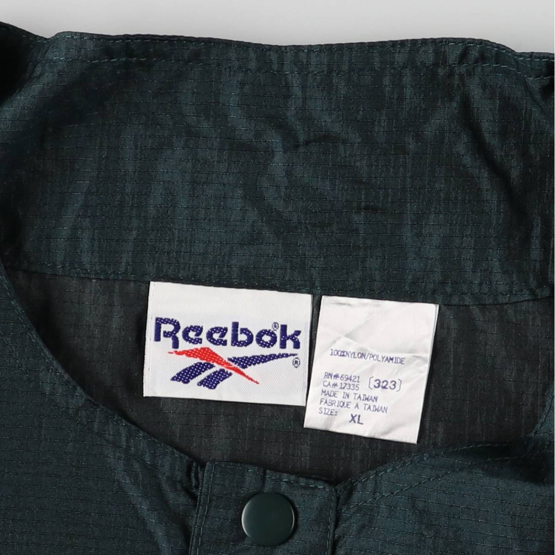 90'S Reebok Henley Neck Ripstop Nylon Pullover, Men's XL, Vintage Nylon dark green Vintage Second Hand