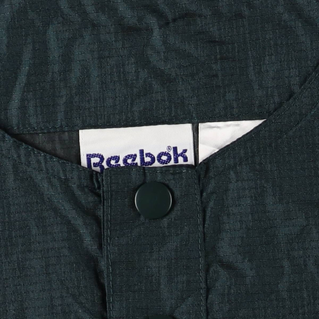 90'S Reebok Henley Neck Ripstop Nylon Pullover, Men's XL, Vintage Nylon dark green Vintage Second Hand