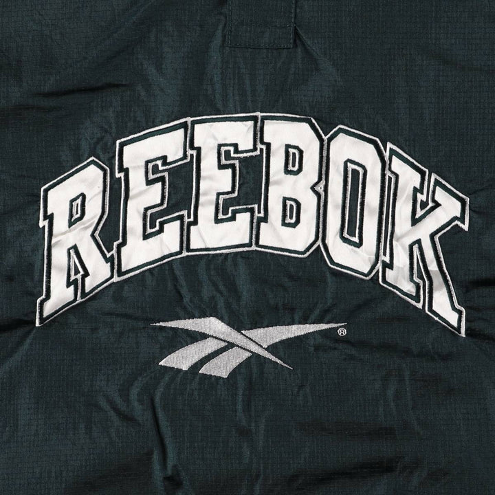 90'S Reebok Henley Neck Ripstop Nylon Pullover, Men's XL, Vintage Nylon dark green Vintage Second Hand