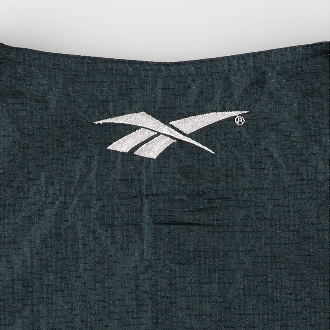 90'S Reebok Henley Neck Ripstop Nylon Pullover, Men's XL, Vintage Nylon dark green Vintage Second Hand