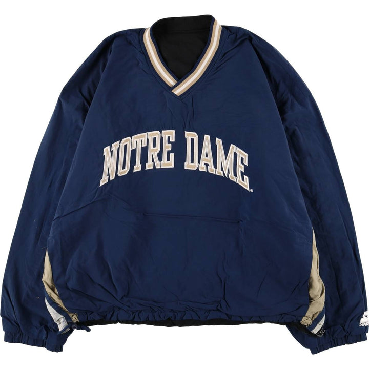 90'S Starter Notre Dame University College Reversible V-Neck Warm-Up Pullover, Men's Size XL Nylon black type Vintage Second Hand