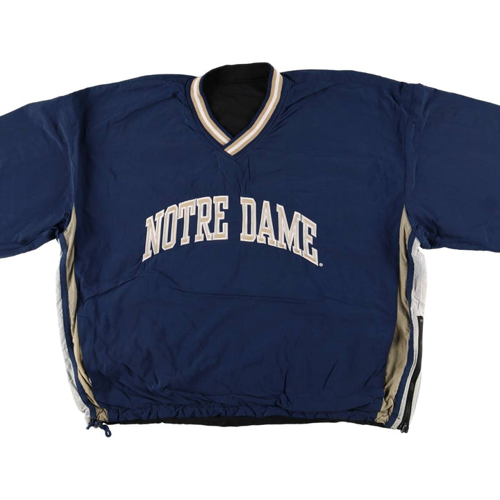 90'S Starter Notre Dame University College Reversible V-Neck Warm-Up Pullover, Men's Size XL Nylon black type Vintage Second Hand