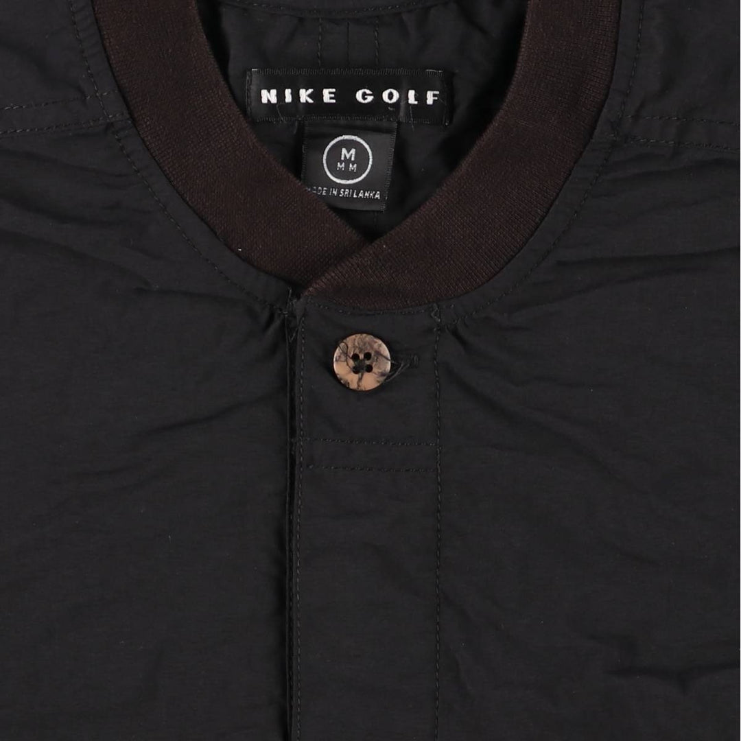 90s~ Nike Golf Henley Warm-Up Pullover, Men's Size Medium, Vintage Nylon black type Vintage Second Hand