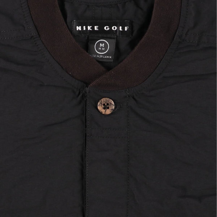 90s~ Nike Golf Henley Warm-Up Pullover, Men's Size Medium, Vintage Nylon black type Vintage Second Hand