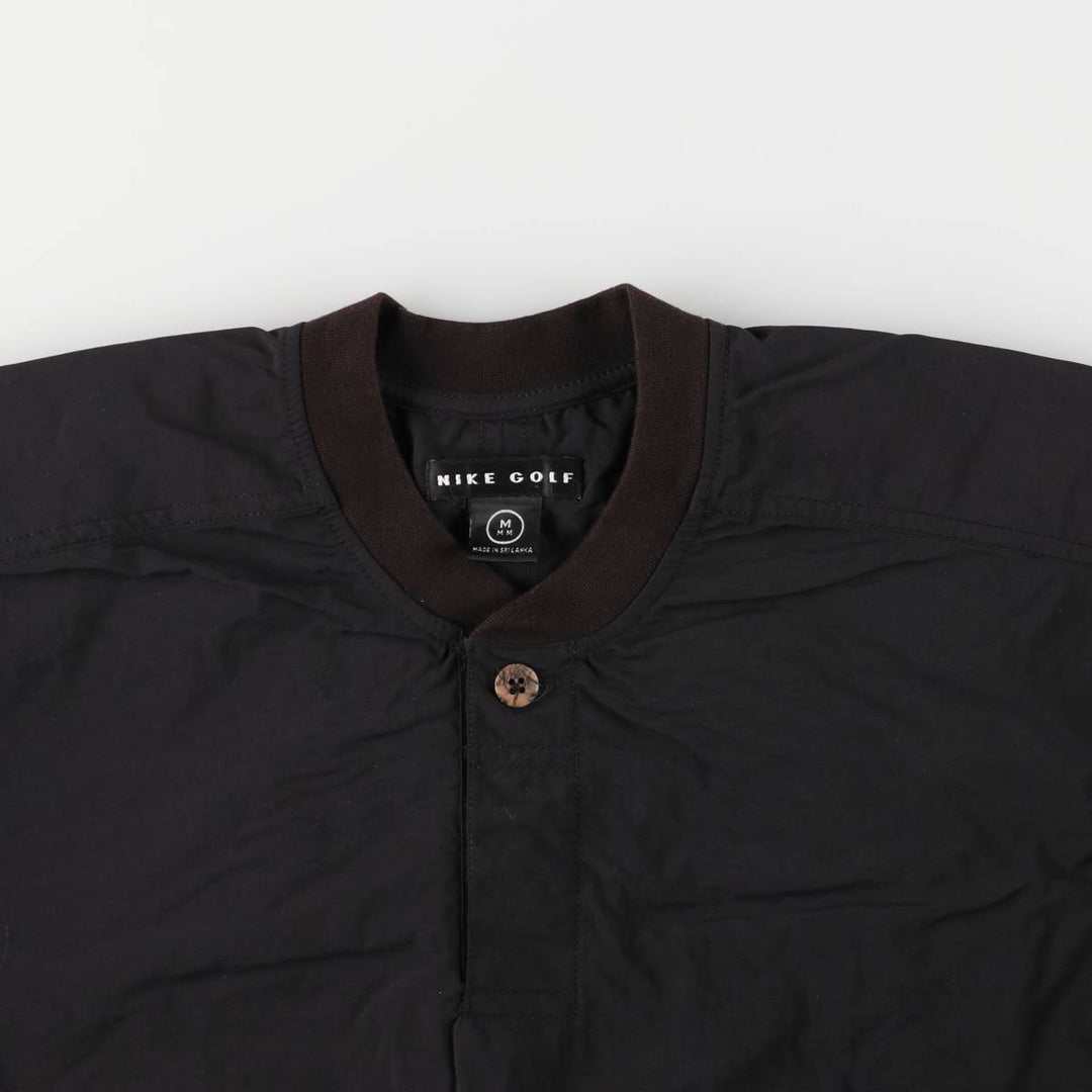 90s~ Nike Golf Henley Warm-Up Pullover, Men's Size Medium, Vintage Nylon black type Vintage Second Hand