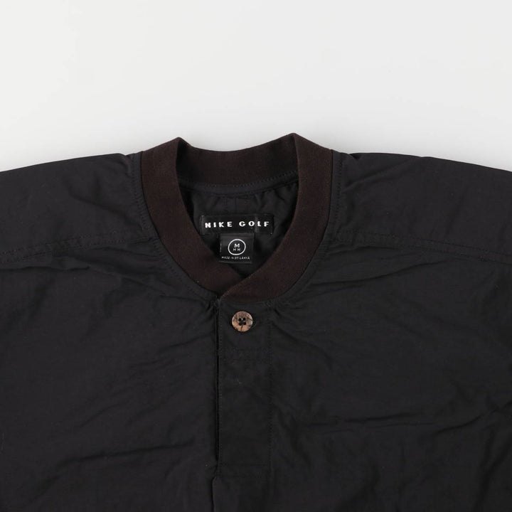 90s~ Nike Golf Henley Warm-Up Pullover, Men's Size Medium, Vintage Nylon black type Vintage Second Hand