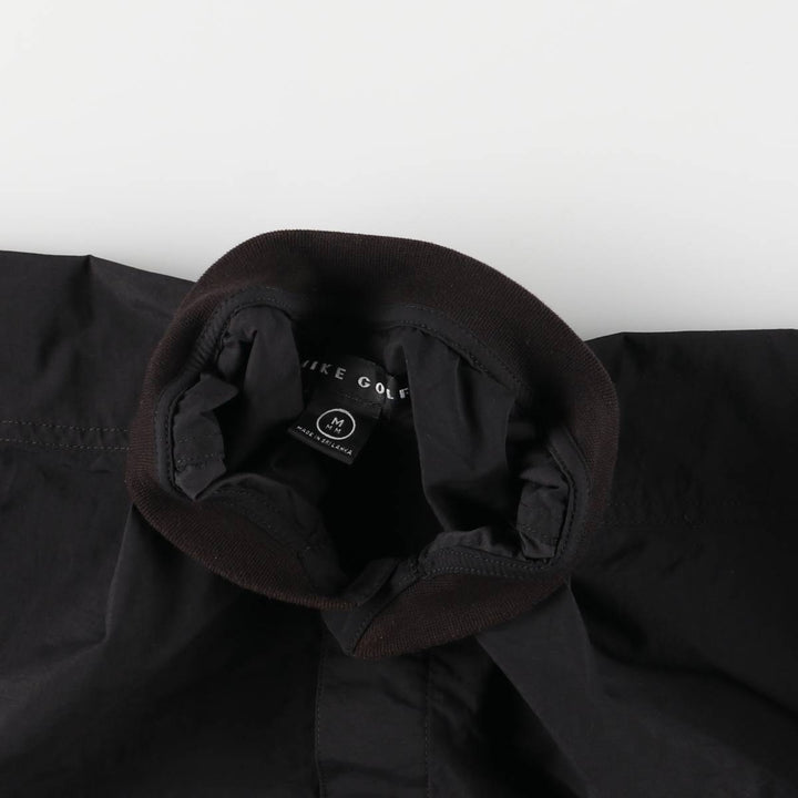 90s~ Nike Golf Henley Warm-Up Pullover, Men's Size Medium, Vintage Nylon black type Vintage Second Hand