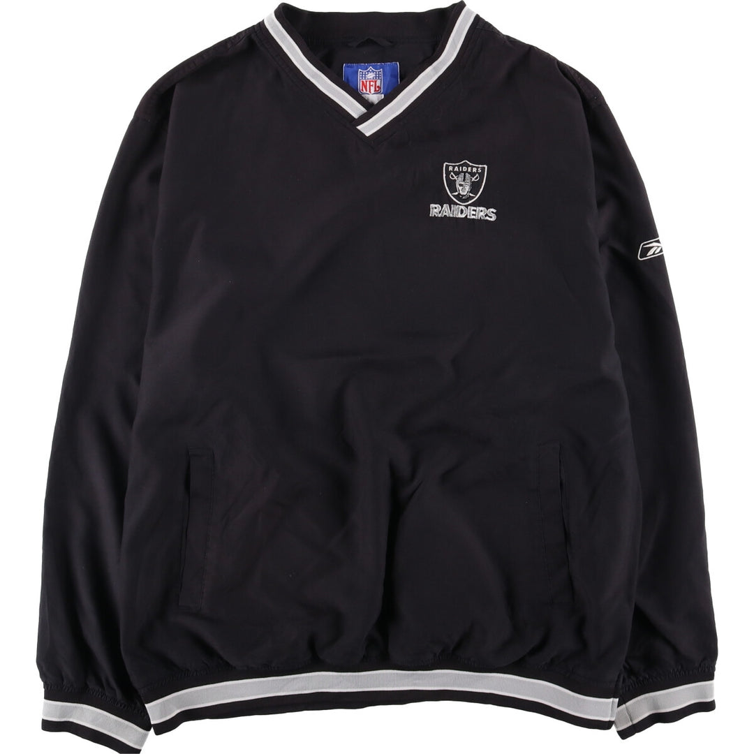 Reebok NFL LAS VEGAS RAIDERS V-Neck Warm-Up Pullover, Men's Size L unclear black type Vintage Second Hand