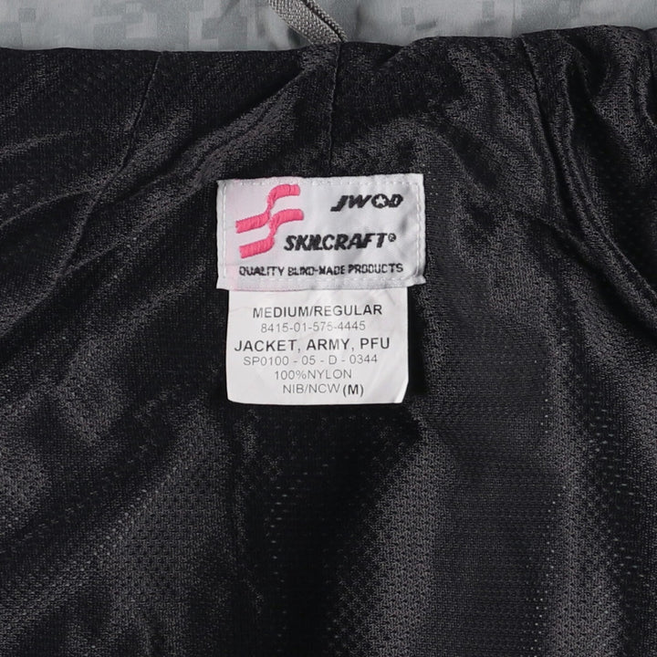 Authentic 2000'S US Army Skilcraft PFU Training Jacket, ACU Digital Camo Nylon Jacket, Made in USA Nylon gray type Vintage Second Hand