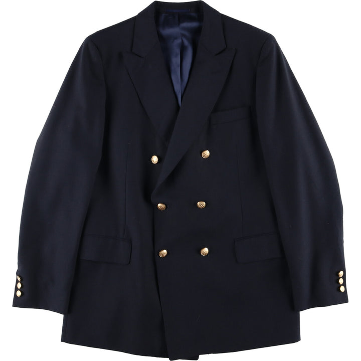 Vintage 80s-90'S KUPPENHEIMER double-breasted peak lapel navy blazer, tailored jacket, size M, men's unclear navy blue type Vintage Second Hand
