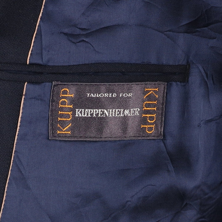 Vintage 80s-90'S KUPPENHEIMER double-breasted peak lapel navy blazer, tailored jacket, size M, men's unclear navy blue type Vintage Second Hand