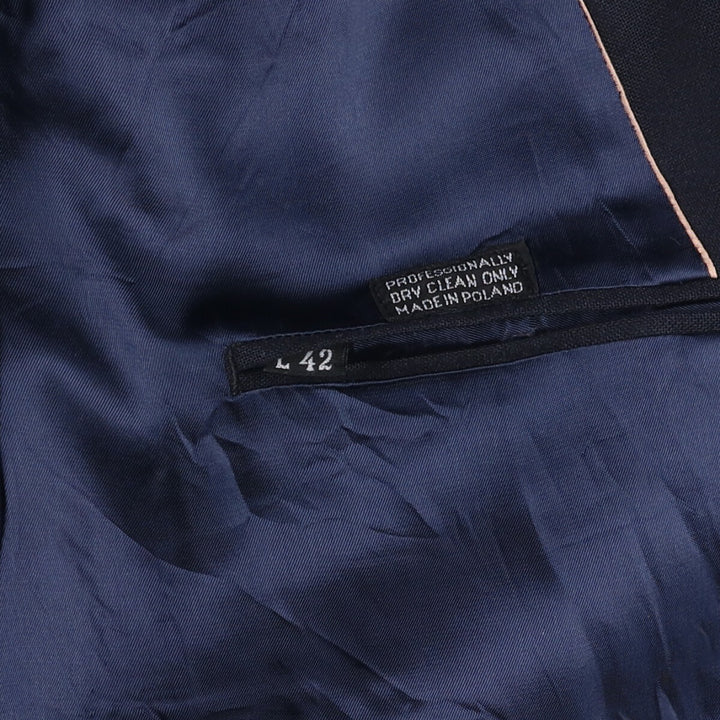 Vintage 80s-90'S KUPPENHEIMER double-breasted peak lapel navy blazer, tailored jacket, size M, men's unclear navy blue type Vintage Second Hand