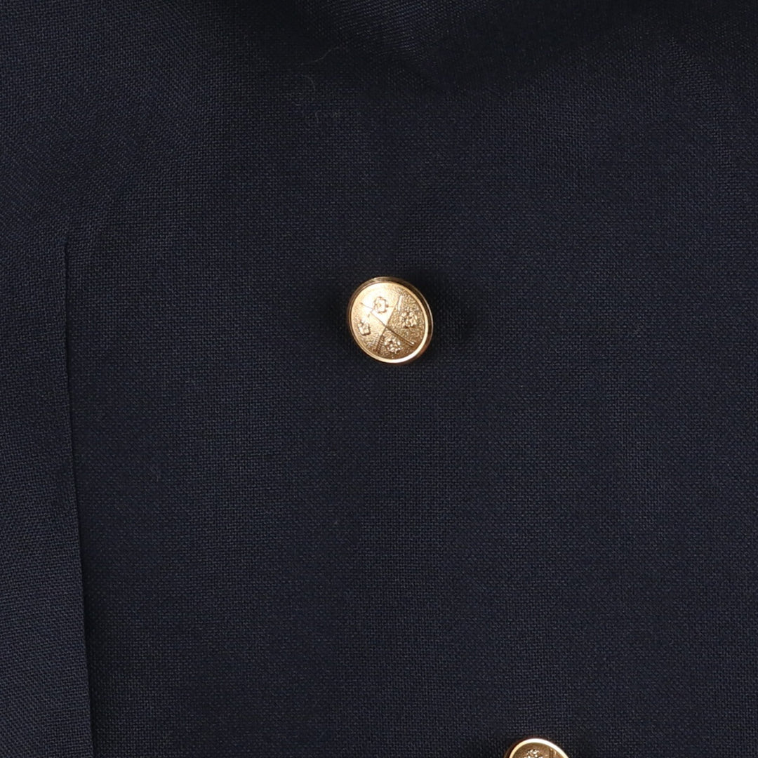 Vintage 80s-90'S KUPPENHEIMER double-breasted peak lapel navy blazer, tailored jacket, size M, men's unclear navy blue type Vintage Second Hand