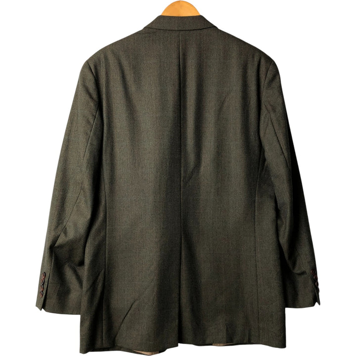 Ralph Lauren CHAPS Check Pattern Wool Tailored Jacket, Made in Canada, Men's Size L wool Khaki type brown Vintage Second Hand