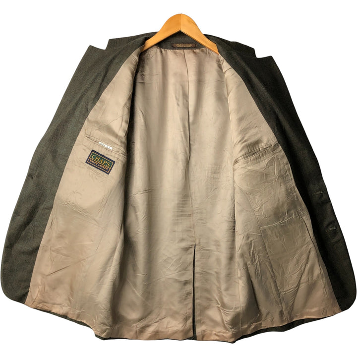 Ralph Lauren CHAPS Check Pattern Wool Tailored Jacket, Made in Canada, Men's Size L wool Khaki type brown Vintage Second Hand