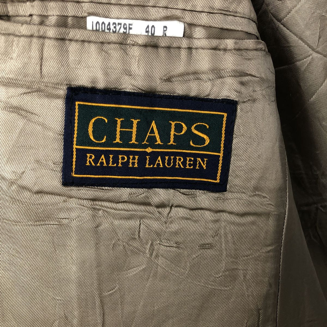 Ralph Lauren CHAPS Check Pattern Wool Tailored Jacket, Made in Canada, Men's Size L wool Khaki type brown Vintage Second Hand