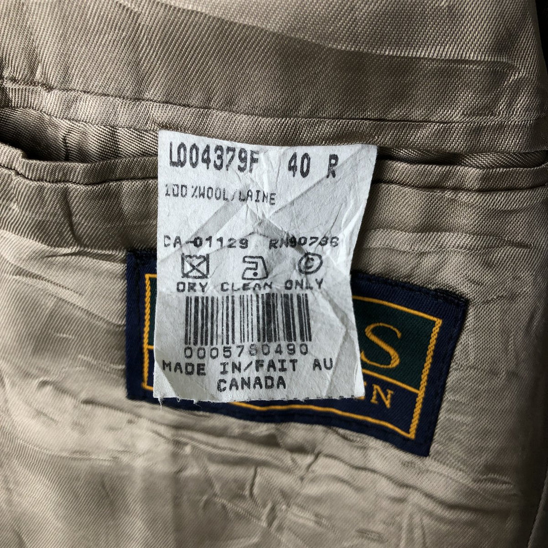 Ralph Lauren CHAPS Check Pattern Wool Tailored Jacket, Made in Canada, Men's Size L wool Khaki type brown Vintage Second Hand