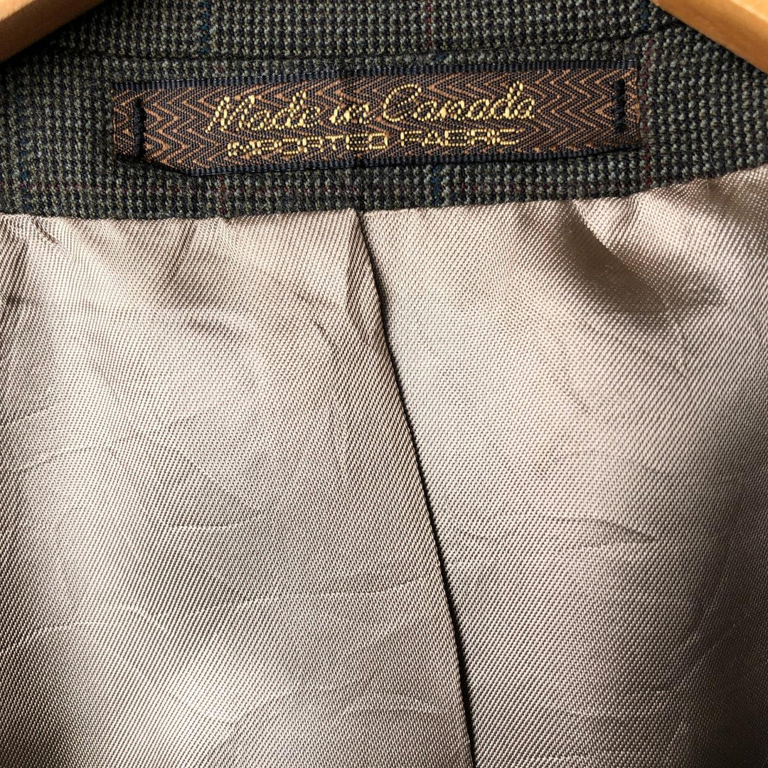 Ralph Lauren CHAPS Check Pattern Wool Tailored Jacket, Made in Canada, Men's Size L wool Khaki type brown Vintage Second Hand