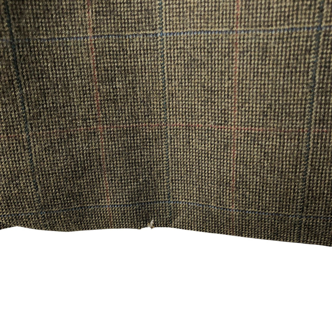 Ralph Lauren CHAPS Check Pattern Wool Tailored Jacket, Made in Canada, Men's Size L wool Khaki type brown Vintage Second Hand