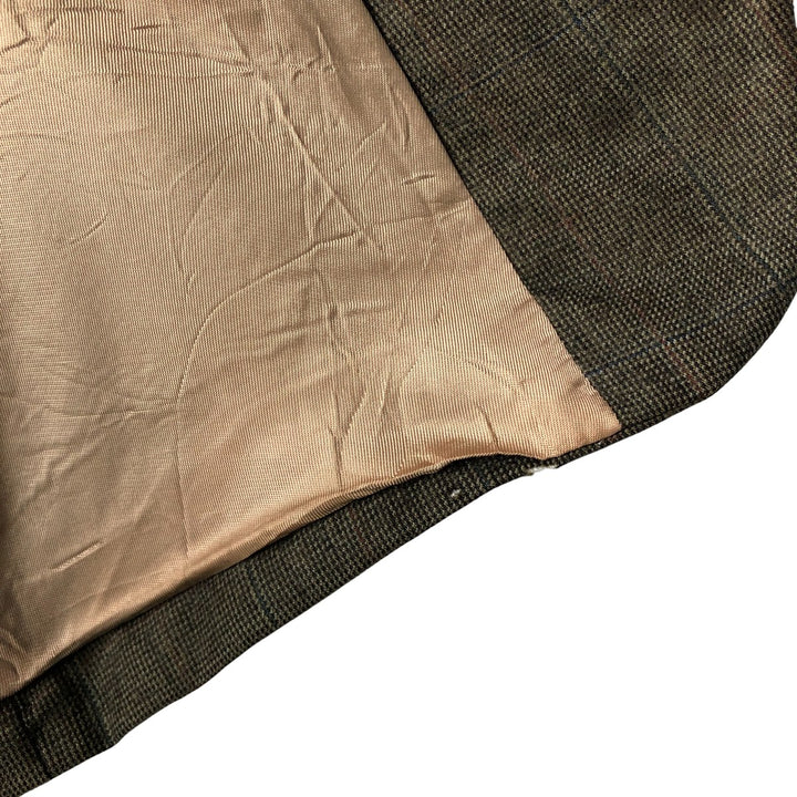 Ralph Lauren CHAPS Check Pattern Wool Tailored Jacket, Made in Canada, Men's Size L wool Khaki type brown Vintage Second Hand