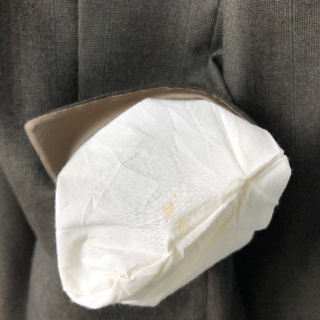 Ralph Lauren CHAPS Check Pattern Wool Tailored Jacket, Made in Canada, Men's Size L wool Khaki type brown Vintage Second Hand