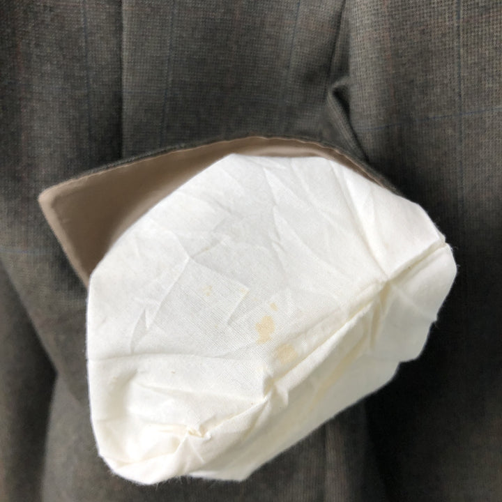 Ralph Lauren CHAPS Check Pattern Wool Tailored Jacket, Made in Canada, Men's Size L wool Khaki type brown Vintage Second Hand