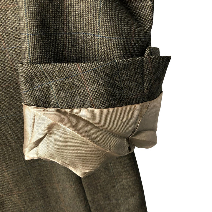 Ralph Lauren CHAPS Check Pattern Wool Tailored Jacket, Made in Canada, Men's Size L wool Khaki type brown Vintage Second Hand