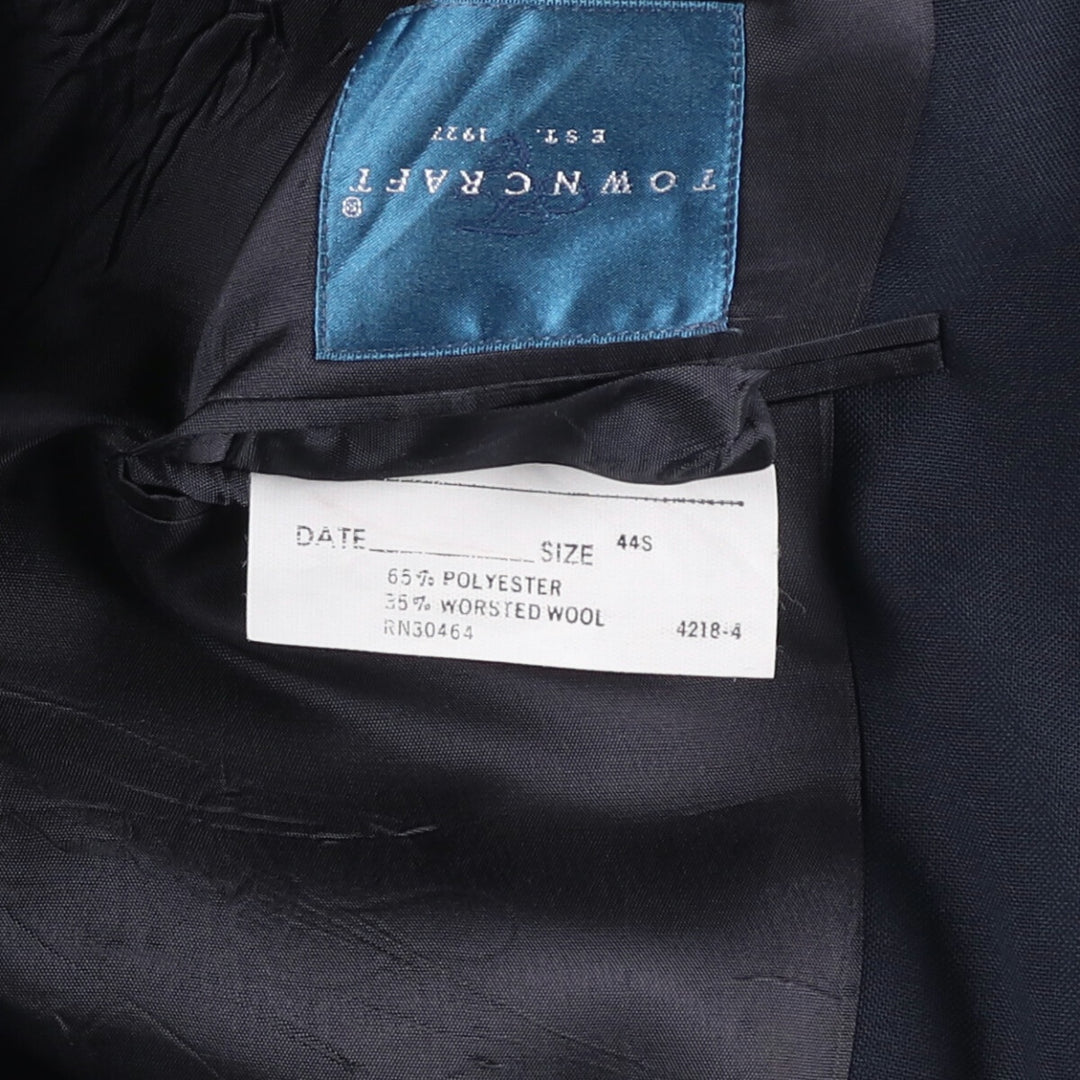 Vintage 1990'S Town Craft Navy Blue Blazer, Tailored Jacket, Made in USA, Men's Size L polyester navy blue type Vintage Second Hand