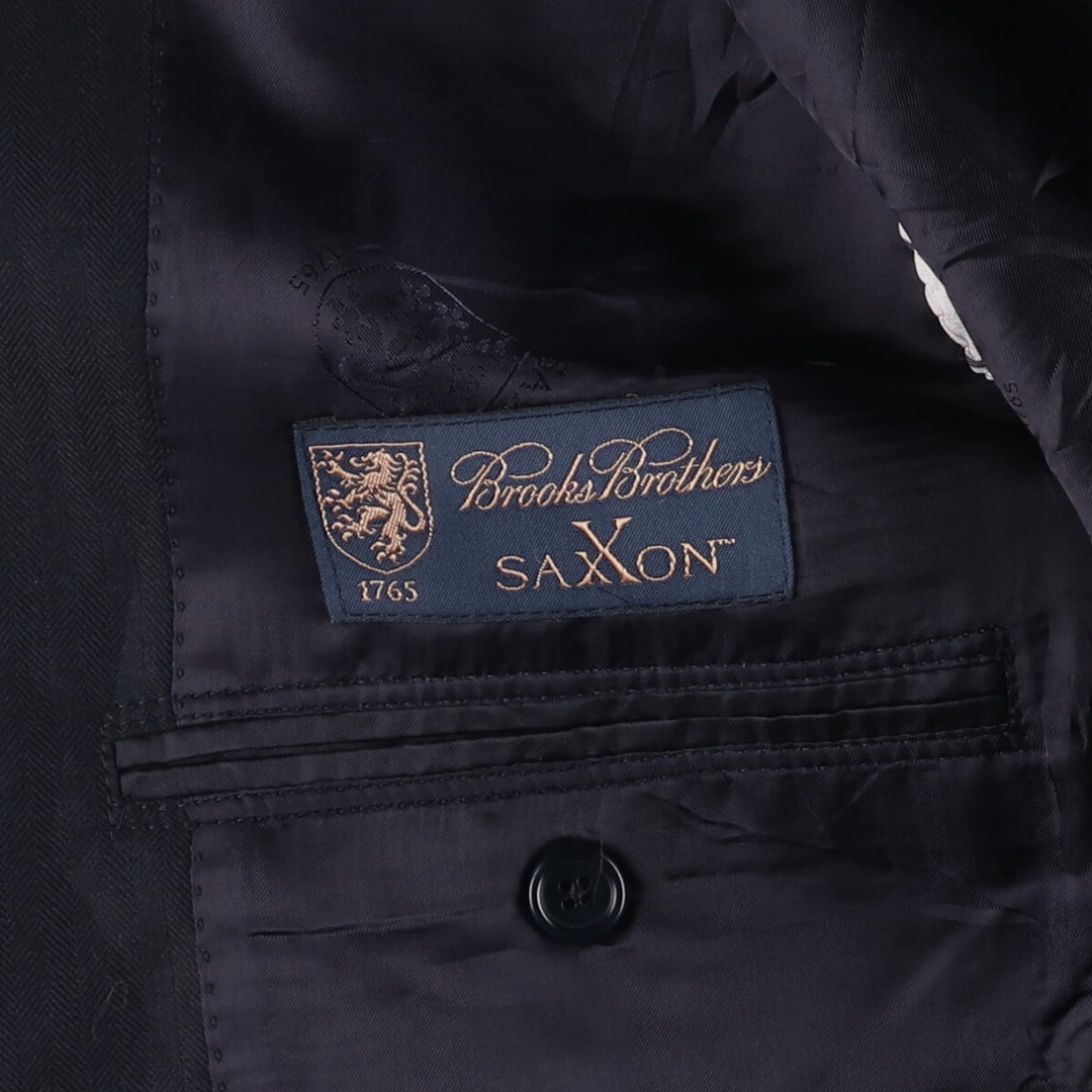 Brooks Brothers 1818 Herringbone Navy Blazer, Made in USA, Size 42 wool navy blue type Vintage Second Hand