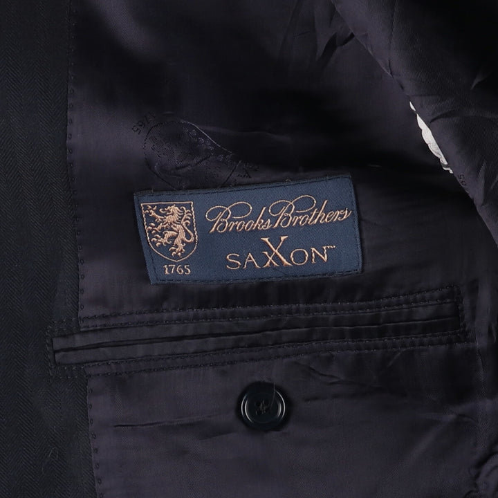 Brooks Brothers 1818 Herringbone Navy Blazer, Made in USA, Size 42 wool navy blue type Vintage Second Hand