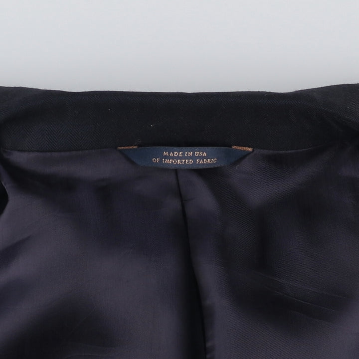 Brooks Brothers 1818 Herringbone Navy Blazer, Made in USA, Size 42 wool navy blue type Vintage Second Hand