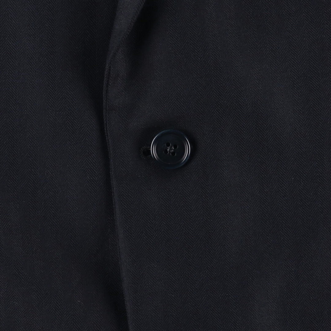 Brooks Brothers 1818 Herringbone Navy Blazer, Made in USA, Size 42 wool navy blue type Vintage Second Hand
