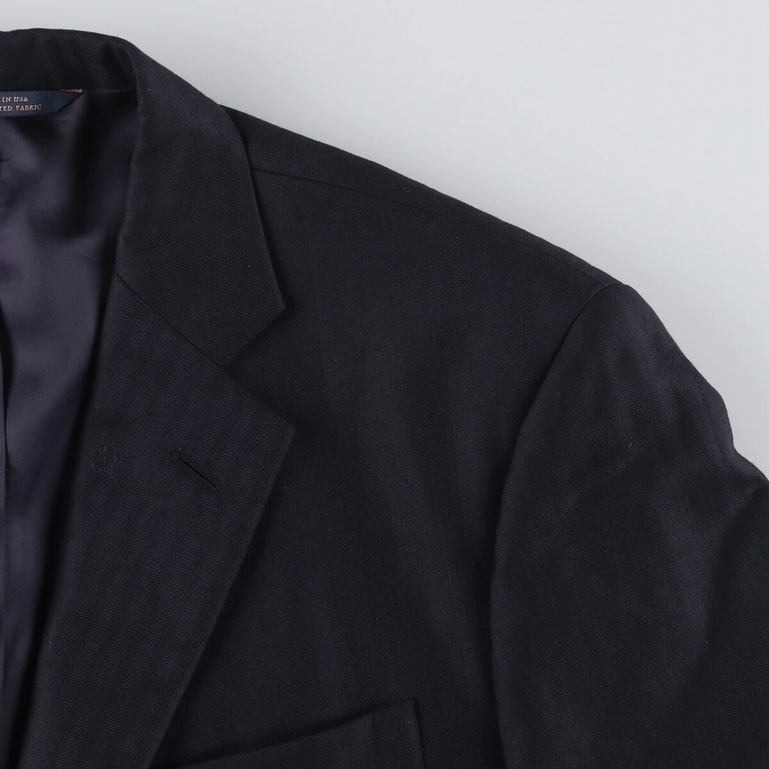Brooks Brothers 1818 Herringbone Navy Blazer, Made in USA, Size 42 wool navy blue type Vintage Second Hand