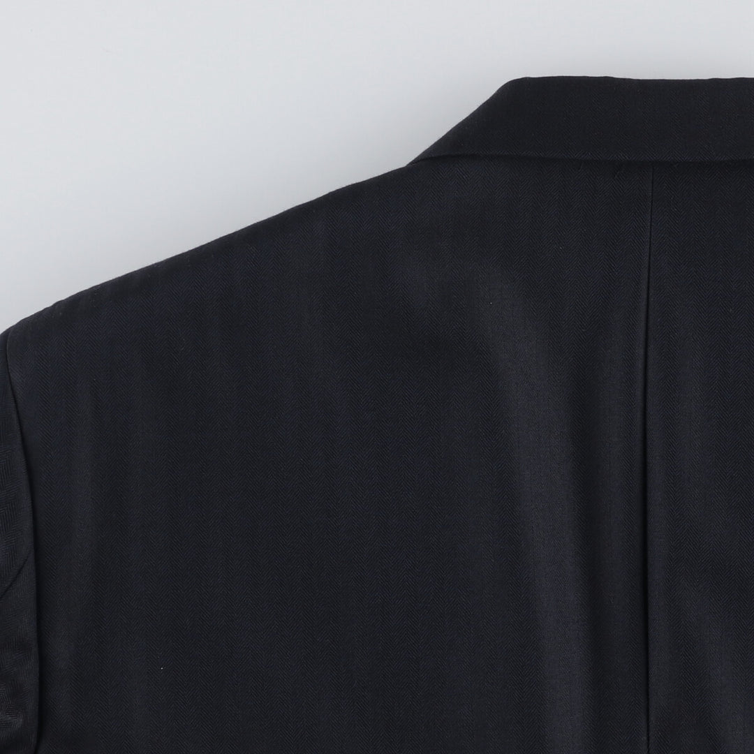 Brooks Brothers 1818 Herringbone Navy Blazer, Made in USA, Size 42 wool navy blue type Vintage Second Hand