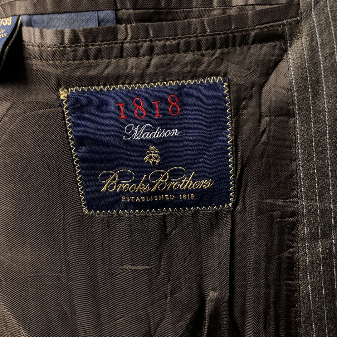 Brooks Brothers 1818 Striped Wool Tailored Jacket, Made in Italy, Men's XL wool brown type Vintage Second Hand