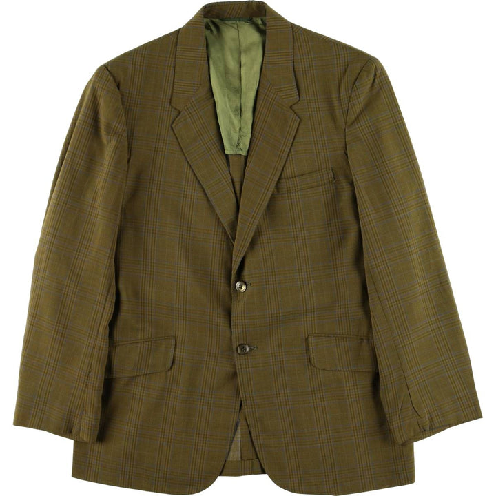 60s-70'S Town Craft PENNEY'S Check Pattern Tailored Jacket, Men's Size Medium unclear Khaki type Vintage Second Hand