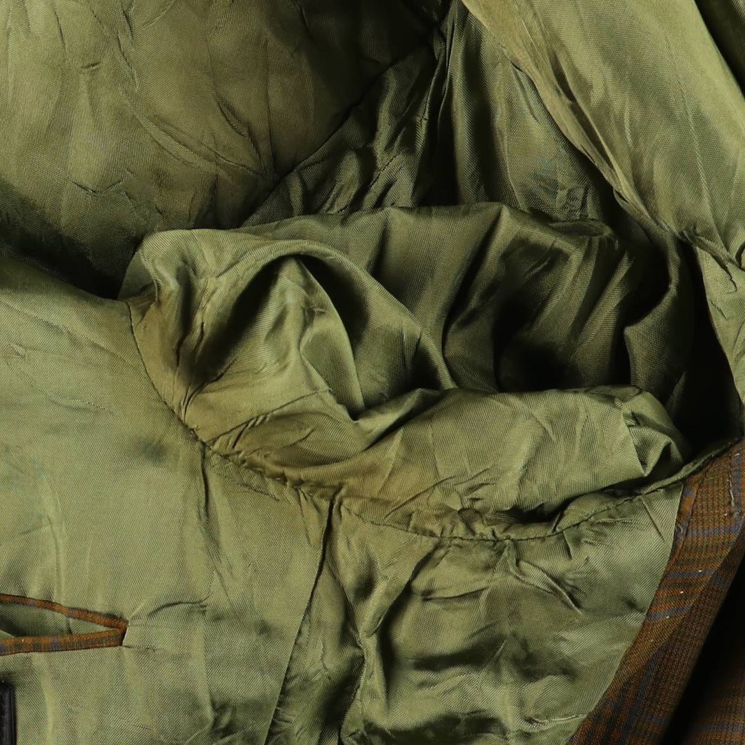 60s-70'S Town Craft PENNEY'S Check Pattern Tailored Jacket, Men's Size Medium unclear Khaki type Vintage Second Hand