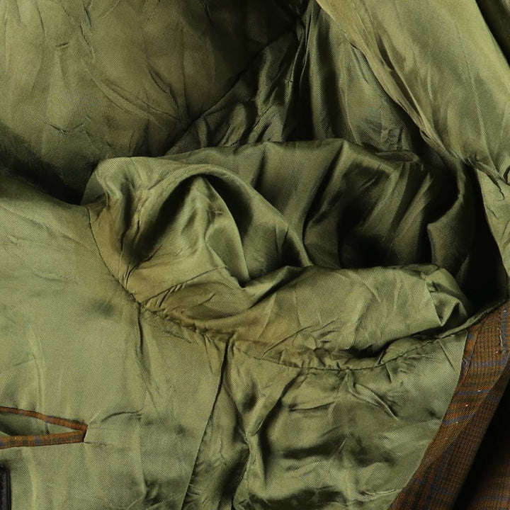 60s-70'S Town Craft PENNEY'S Check Pattern Tailored Jacket, Men's Size Medium unclear Khaki type Vintage Second Hand