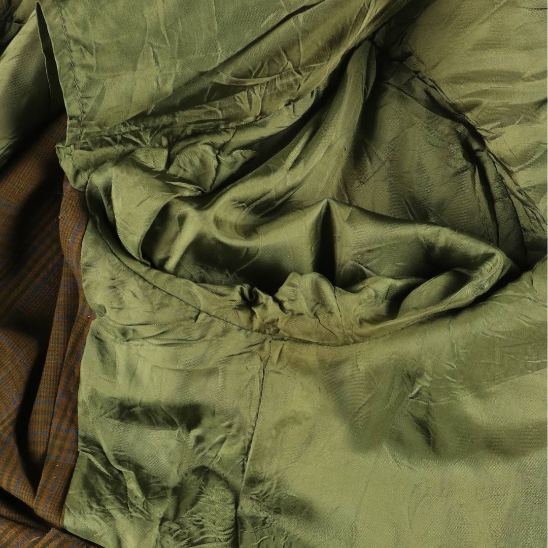 60s-70'S Town Craft PENNEY'S Check Pattern Tailored Jacket, Men's Size Medium unclear Khaki type Vintage Second Hand